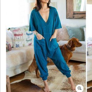 Natural Life Oversized Turquoise Charlie Jumpsuit Romper Loungwear Size Small